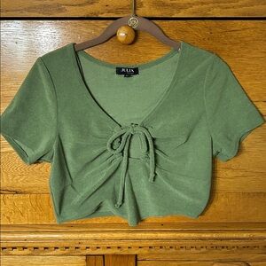 Julia by love j Short Sleeve Terrycloth Cutout Crop Top
